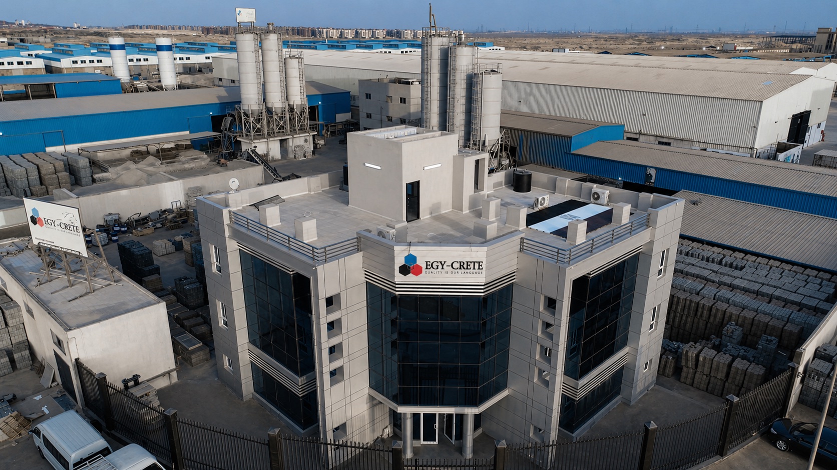 EGYCRETE factory front, Badr Industrial City